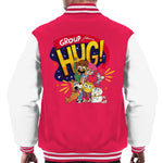 Load image into Gallery viewer, Boy Girl Dog Cat Mouse Cheese Group Hug Men&#39;s Varsity Jacket
