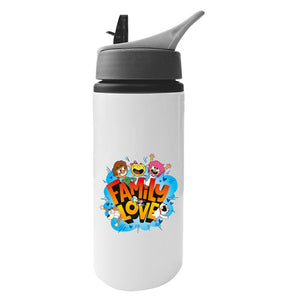 Family Love Aluminium Water Bottle With Straw