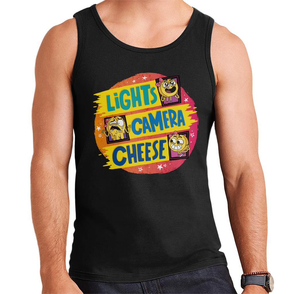 Boy Girl Dog Cat Mouse Cheese Lights Camera Cheese Men's Vest