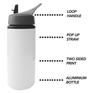 Lights Camera Cheese Aluminium Water Bottle With Straw