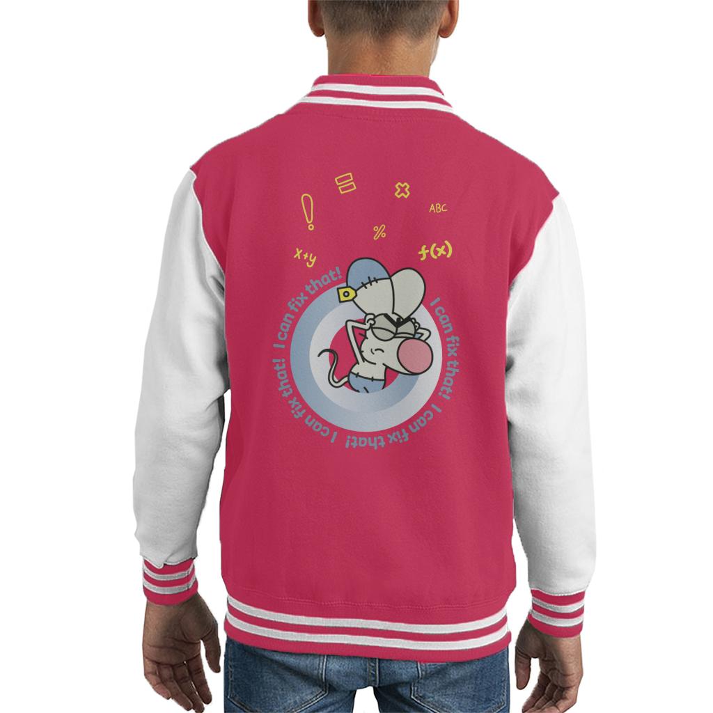 Boy Girl Dog Cat Mouse Cheese I Can Fix That Kid's Varsity Jacket