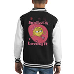 Load image into Gallery viewer, Boy Girl Dog Cat Mouse Cheese Spoiled And Loving It Kid&#39;s Varsity Jacket
