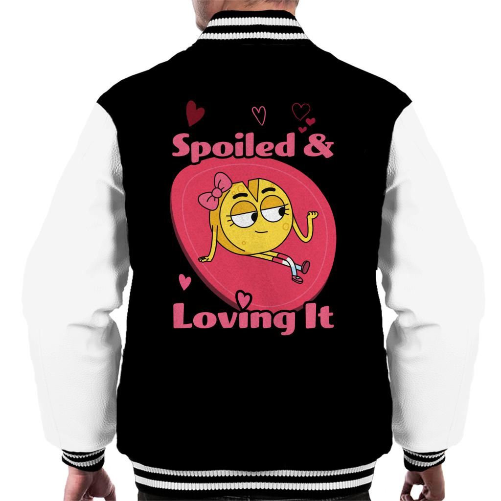 Boy Girl Dog Cat Mouse Cheese Spoiled And Loving It Men's Varsity Jacket